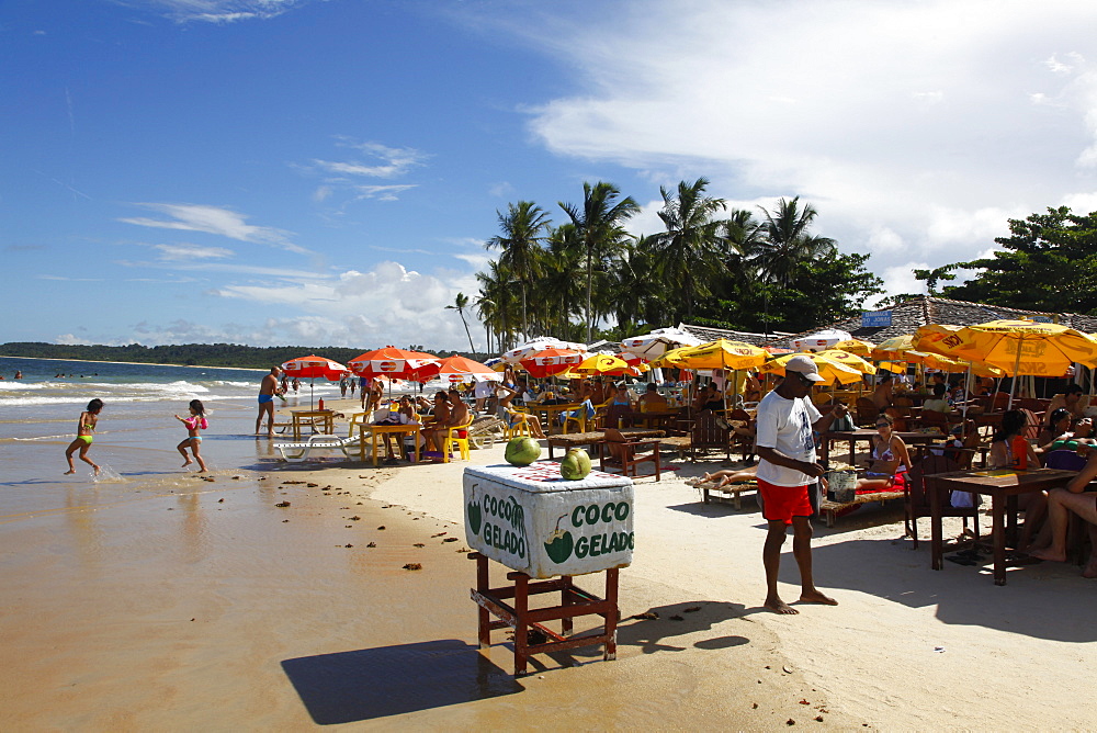 People at Praia Dos Coqueiros beach, Trancoso, Bahia, Brazil, South America