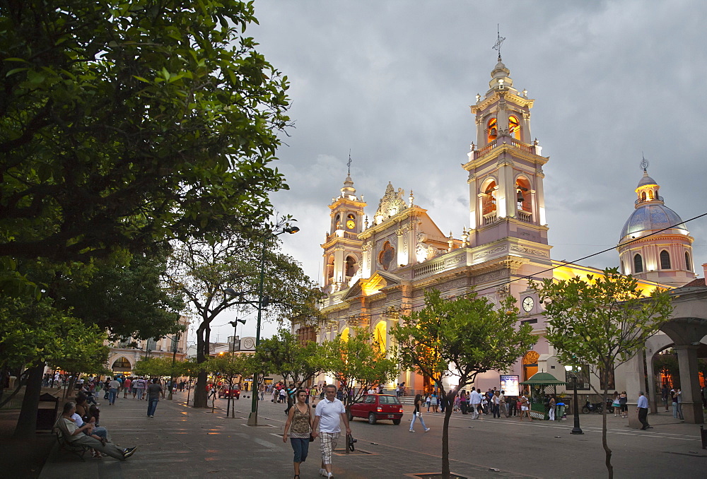 Iglesia Catedral, the main cathedral on 9 Julio Square, Salta City, Argentina, South America