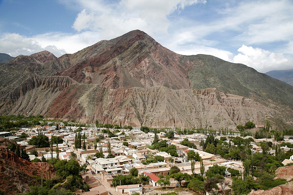 View over Purmamarca from the Camino de los Colorados trail, Quebrada de Humahuaca, UNESCO  World Heritage Site, Jujuy Province, Argentina, South America 