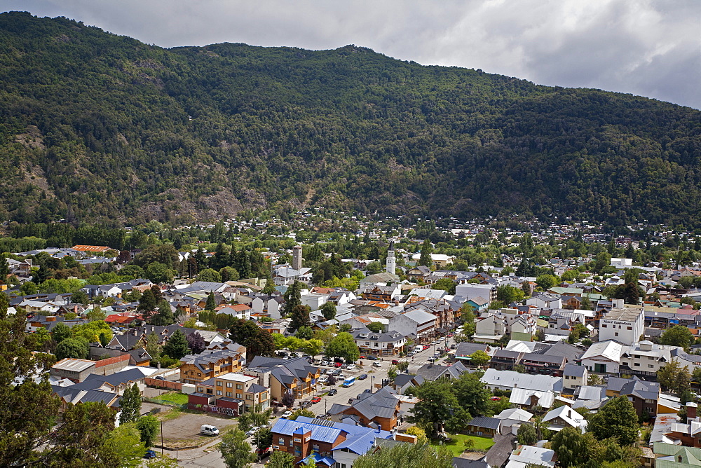 View over San Martin de Los Andes, Patagonia, Argentina, South America 