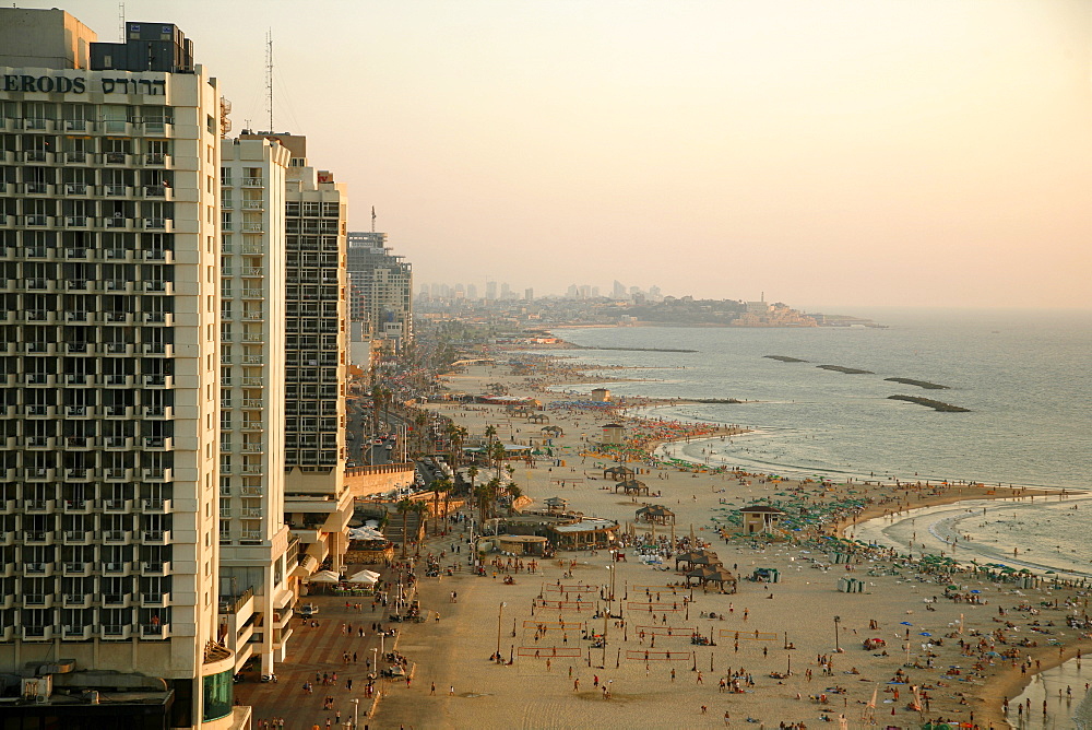 View over the skyline and beaches of Tel Aviv, Israel, Middle East 