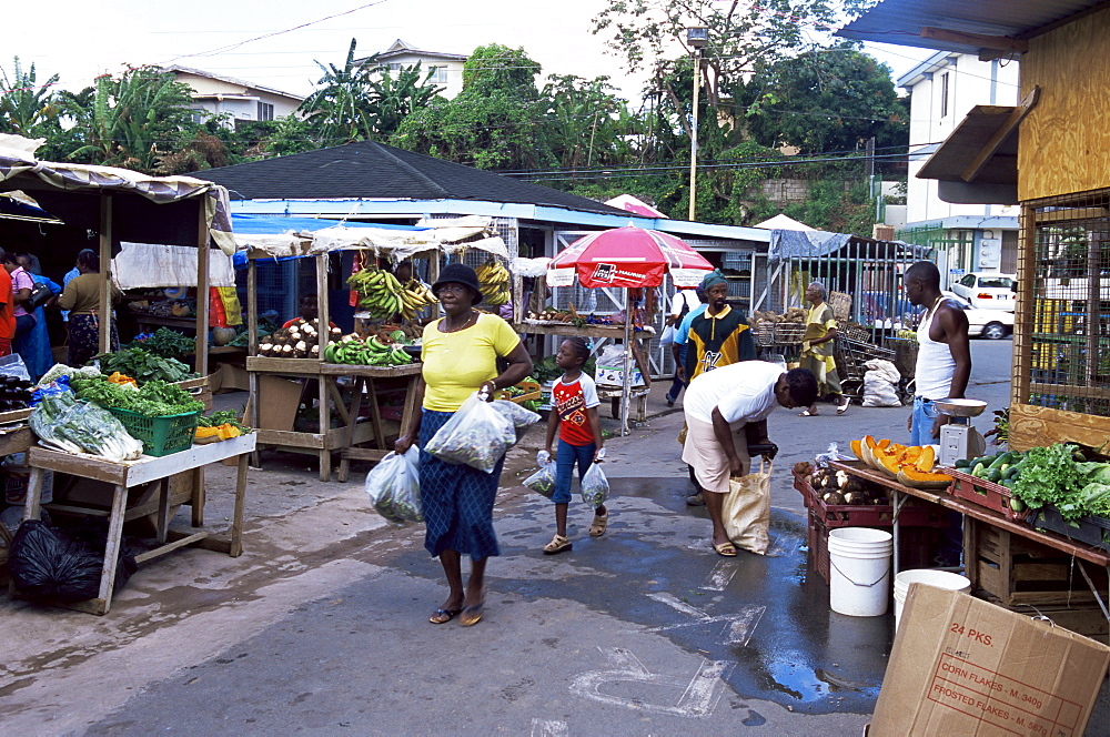 Fruit and vegetable market at Scarborough, Tobago, West Indies, Caribbean, Central America