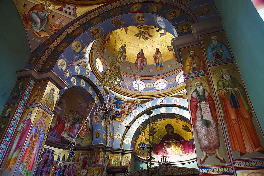 The Greek Orthodox Church of the Twelve Apostles in Capernaum by the Sea of Galilee (Lake Tiberias), Israel, Middle East 