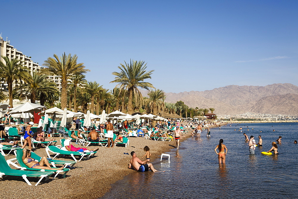 People at the beach in Eilat, Israel, Middle East