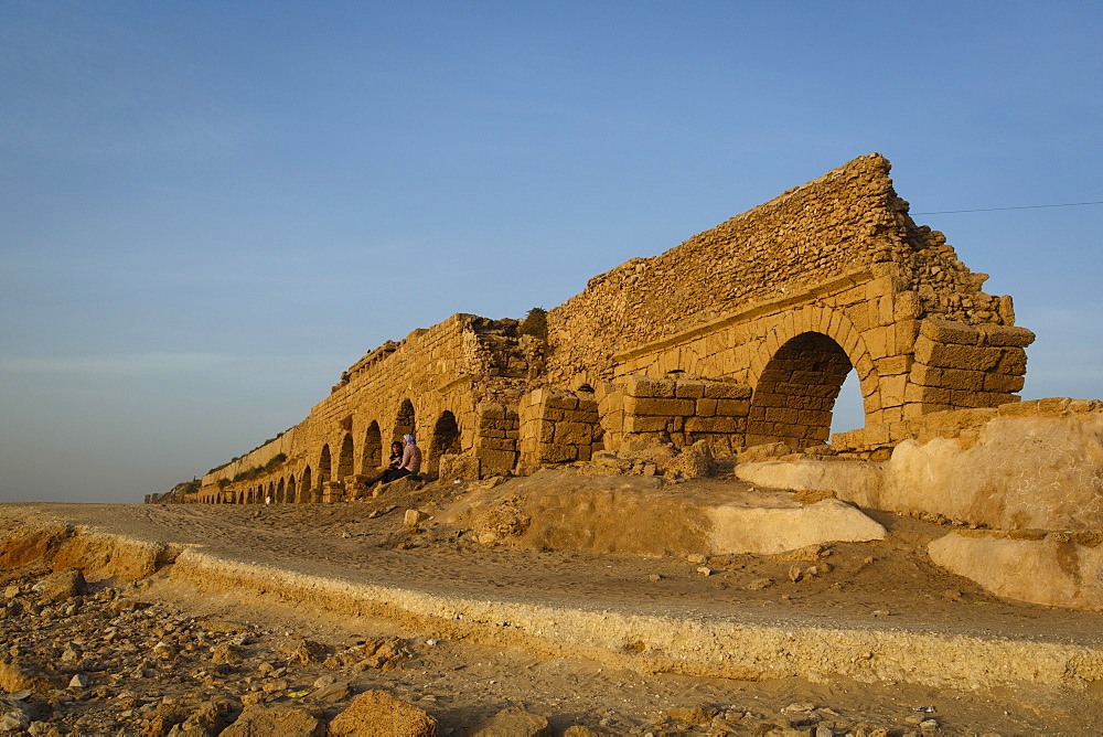 The Roman aqueduct, Caesarea, Israel, Middle East 