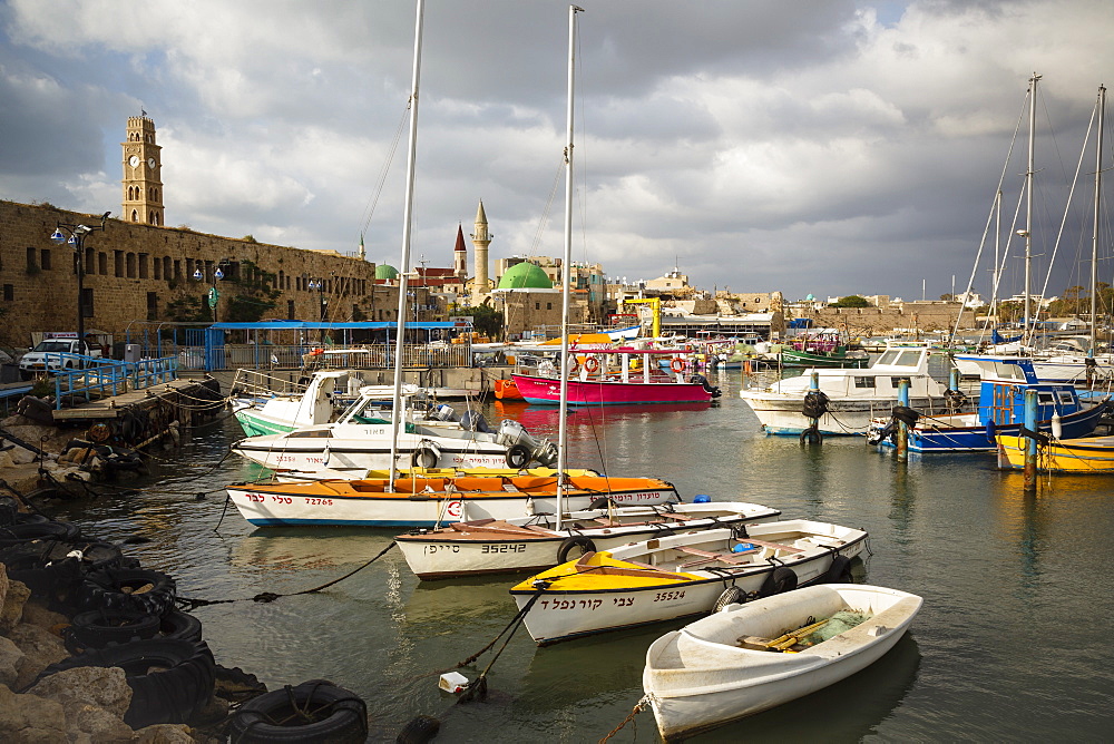 The port at the old city of Akko (Acre), UNESCO World Heritage Site, Israel, Middle East