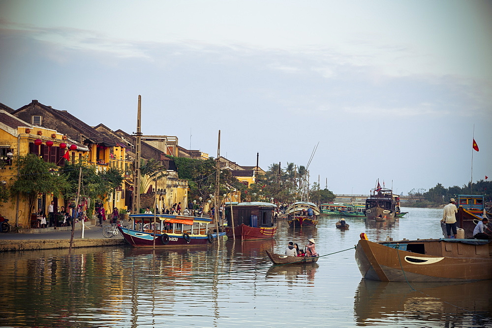 Boats at the Thu Bon river, Hoi An, Vietnam, Indochina, Southeast Asia, Asia