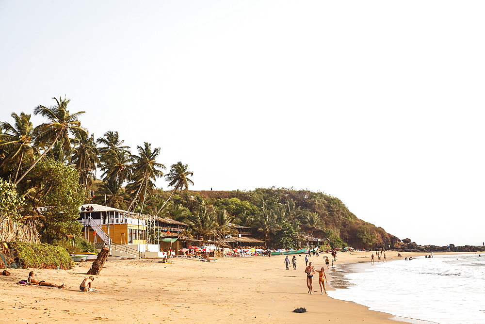 View over South Anjuna Beach, Goa, India, Asia