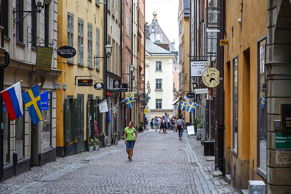 Street scene in Gamla Stan, Stockholm, Sweden, Scandinavia, Europe