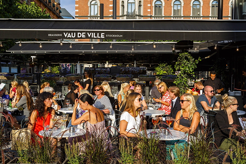 People sitting at a restaurant, Stockholm, Sweden, Scandinavia, Europe