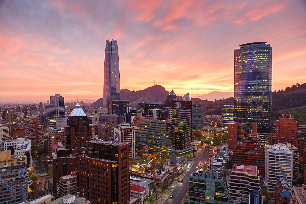 Skyline of Santiago with the Gran Torre, Santiago, Chile, South America