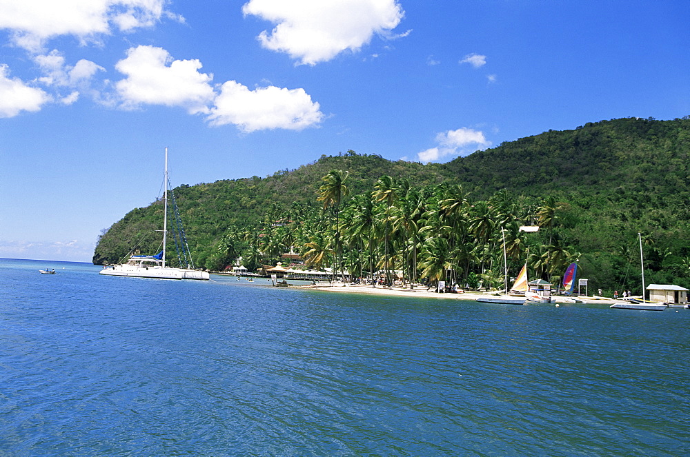 Tropical beach, Marigot Bay, St. Lucia, Windward Islands, West Indies, Caribbean, Central America