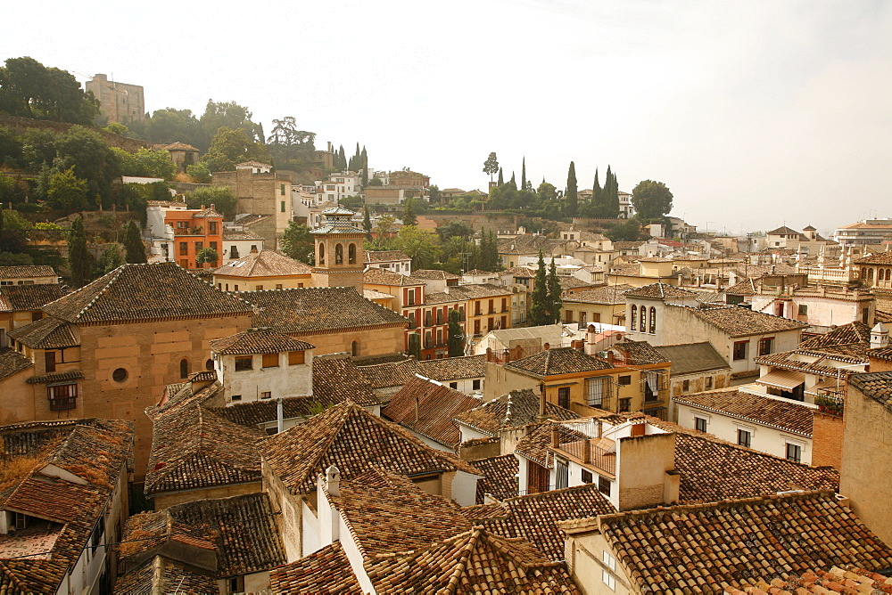 View over the rooftops in the Albayzin, Granada, Andalucia, Spain, Europe