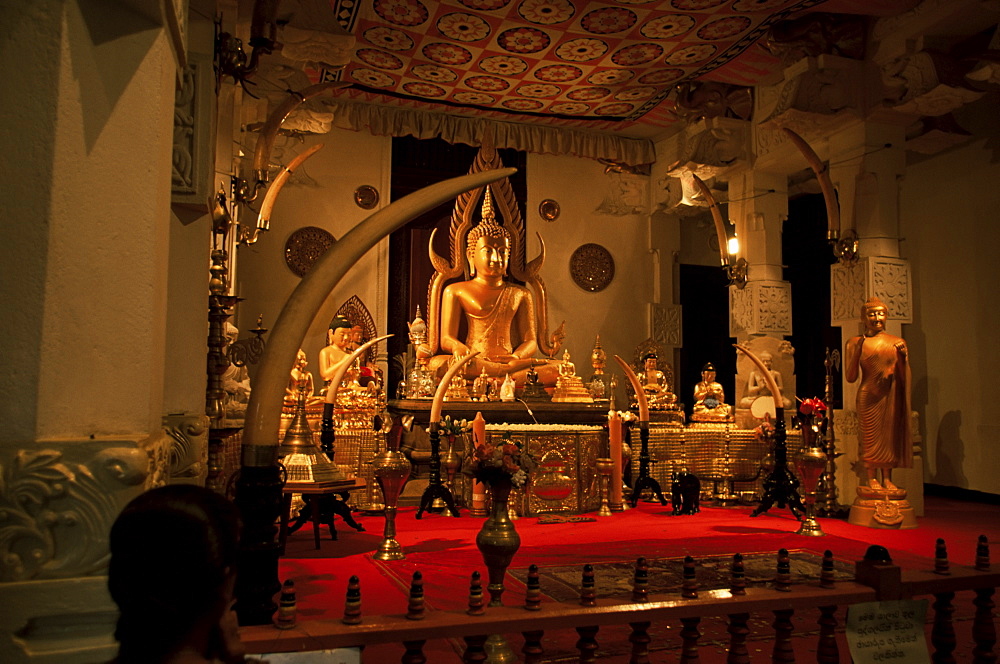 Interior of the Temple of the Tooth, Kandy, Sri Lanka, Asia