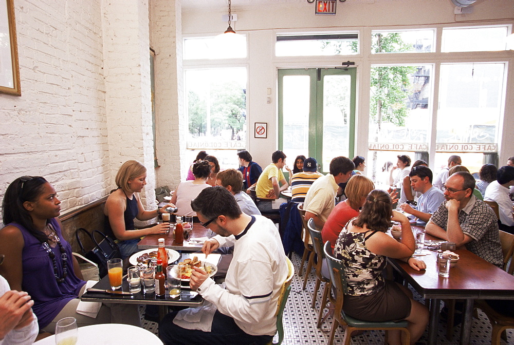 People inside the Colonial cafe in Nolita neighbourhood, Manhattan, New York, United States of America, North America