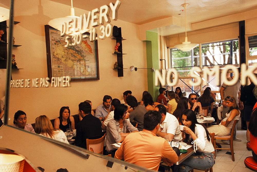 People inside the Colonial cafe in Nolita neighbourhood, Manhattan, New York, United States of America, North America