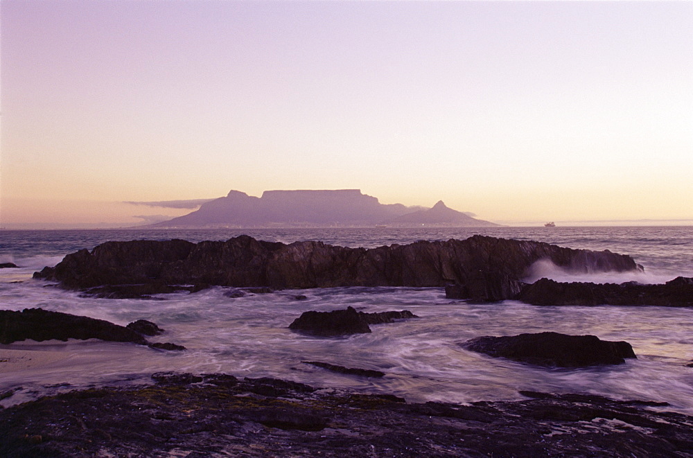 View to Table Mountain from Bloubergstrand, Cape Town, South Africa, Africa