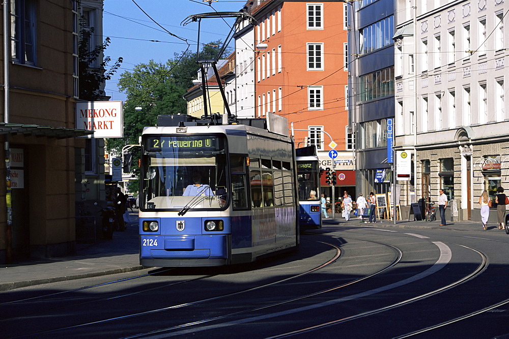 Tram in the city centre, Munich, Bavaria, Germany, Europe