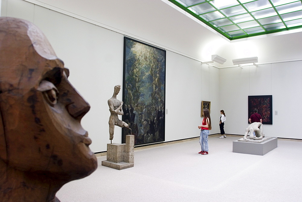 Art exhibition at Staatsgalerie (State Gallery museum), designed by sculptor and architect James Stirling, Stuttgart, Baden Wurttemberg, Germany, Europe