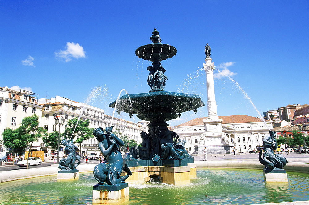 Rossio Square, Praca Dom Pedro IV, Lisbon, Portugal, Europe