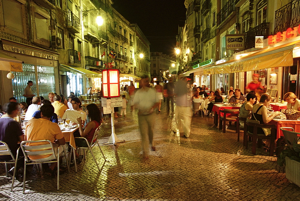 People sitting at Sul restaurant, Rue do Norte, Bairro Alto, Lisbon, Portugal, Europe