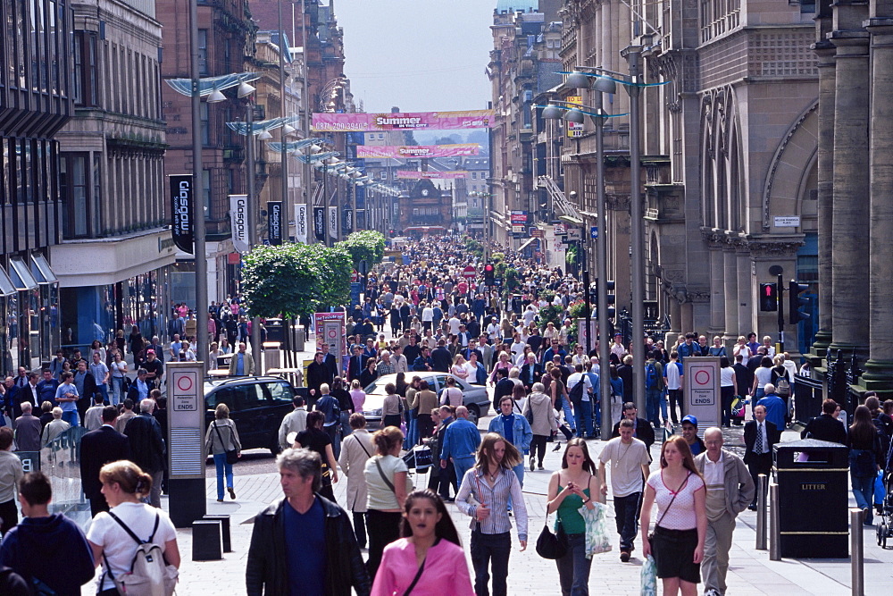 People walking on Buchanan Street, Glasgow, Scotland, United Kingdom, Europe