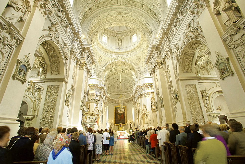 Baroque style interior, St. Peter and Paul church, Vilnius, Lithuania, Baltic States, Europe