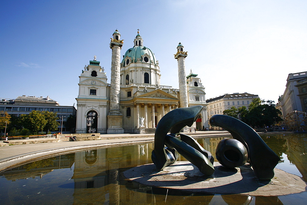 Karlskirche (St. Charles Borromeo church) by Fischer von Erlach in Karlsplatz, Vienna, Austria, Europe