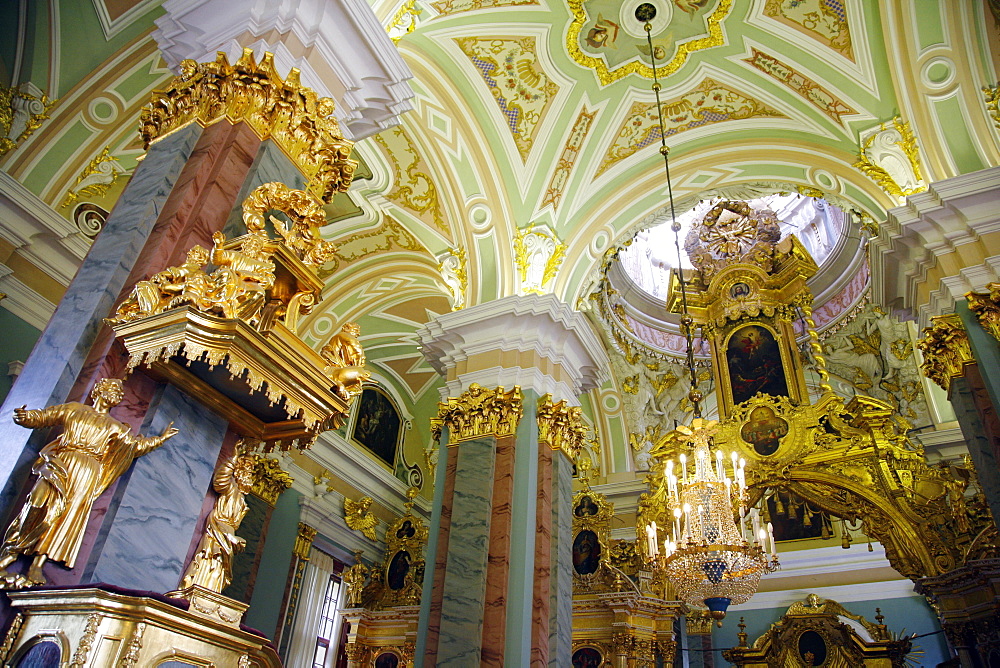 The interior of Cathedral of SS Peter and Paul in the Peter and Paul Fortress. St. Petersburg, Russia, Europe