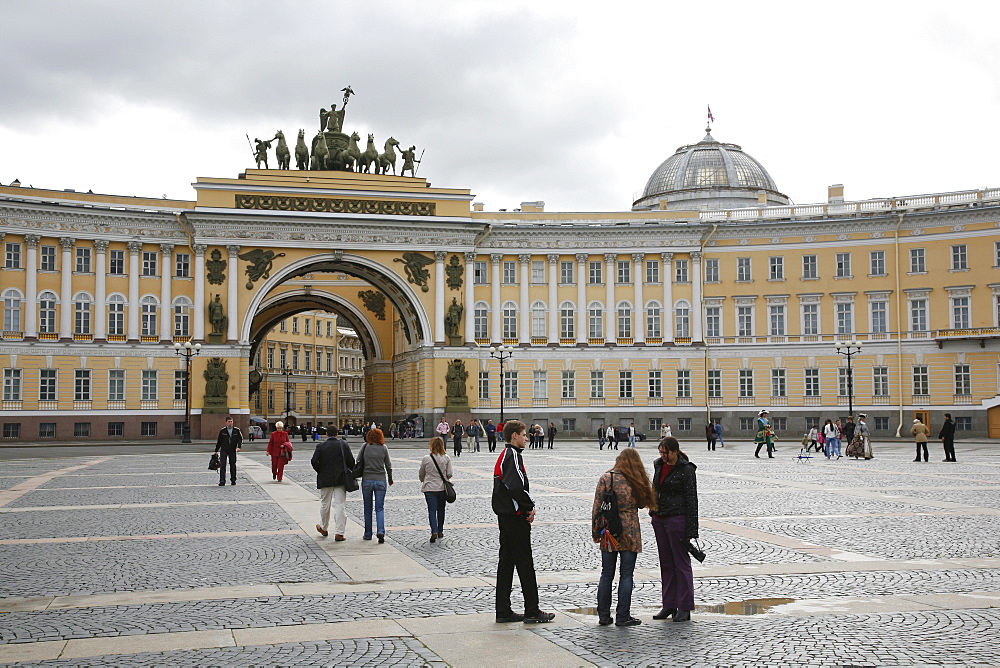 People at the Palace Square Dvortsovaya Polshchad, St. Petersburg, Russia, Europe