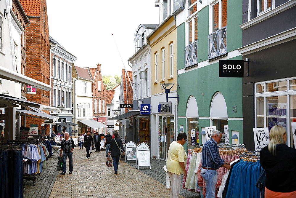 Main walking street in Aabenraa, Jutland, Denmark, Scandinavia, Europe