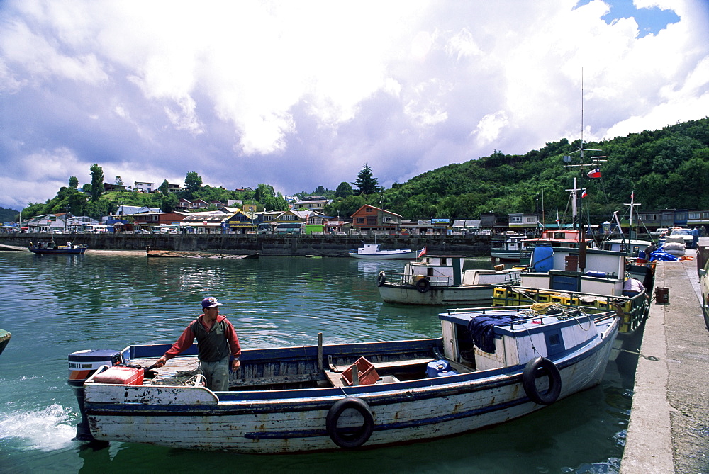 Fishing town at the end of the Panamerican highway, Puerto Montt, Chile, South America