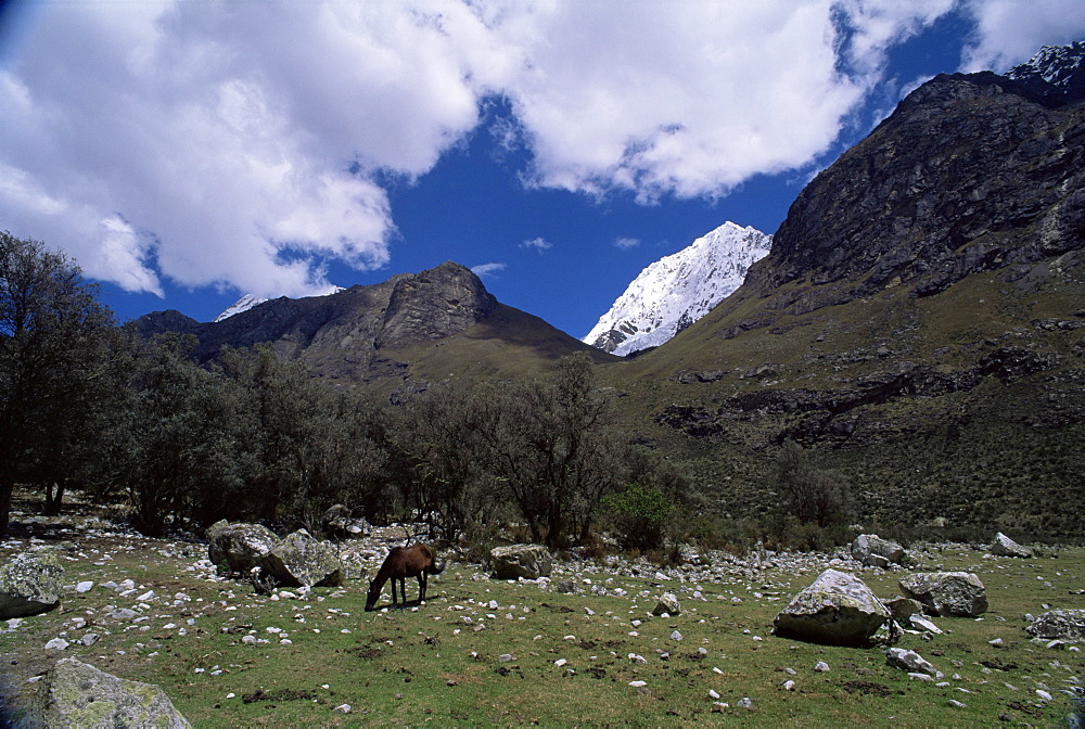 Mountain range outside city of Huaraz, the tallest peaks in Peru, Cordillera Blanca, Andes, Peru, South America