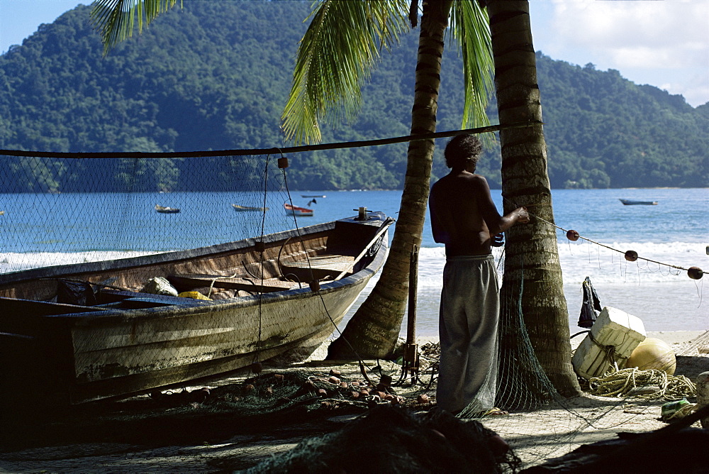 Fisherman, Maracas Bay, northern coast, Trinidad, West Indies, Central America