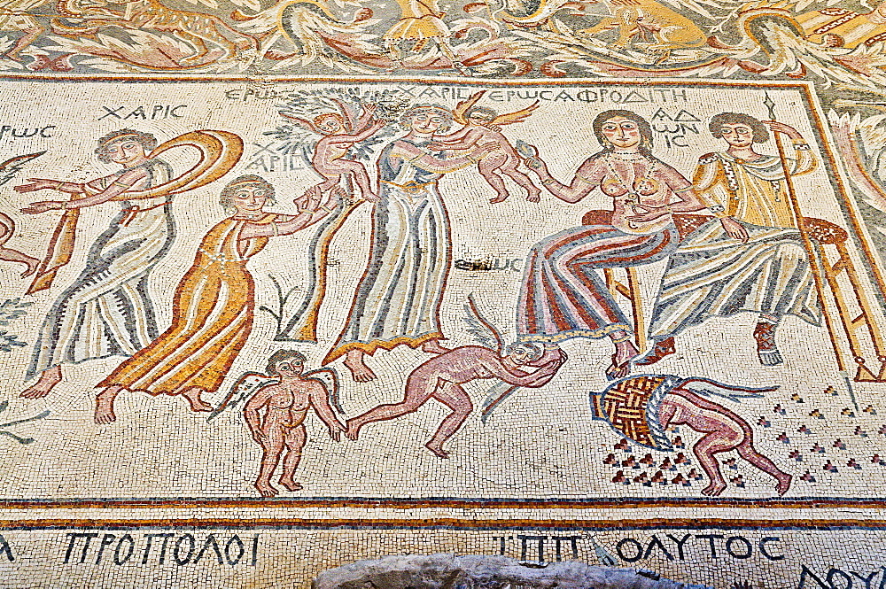 Floor mosaic, Church of the Virgin, Madaba, Jordan, Middle East