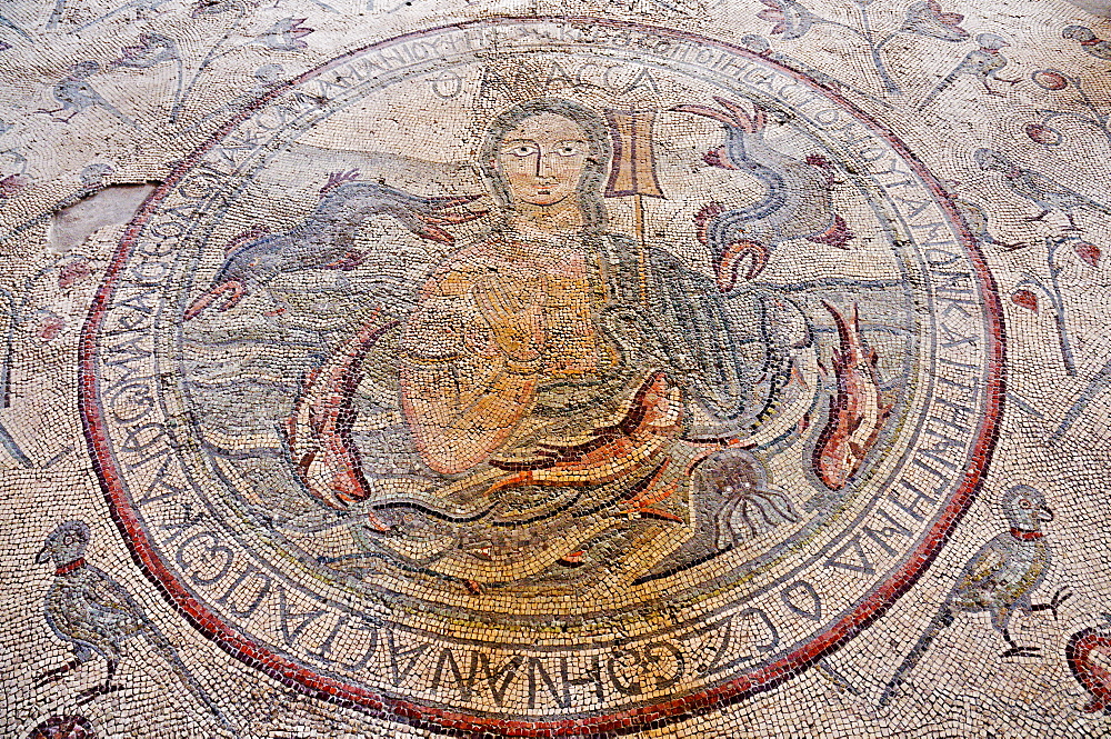 Personification of the Sea floor mosaic, Church of the Apostles, Madaba, Jordan, Middle East