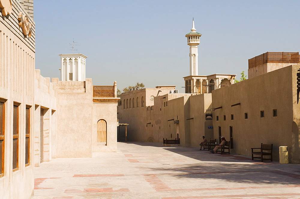 Bastakia District of historic Arabic houses with wind towers, Bur Dubai, Dubai, United Arab Emirates, Middle East