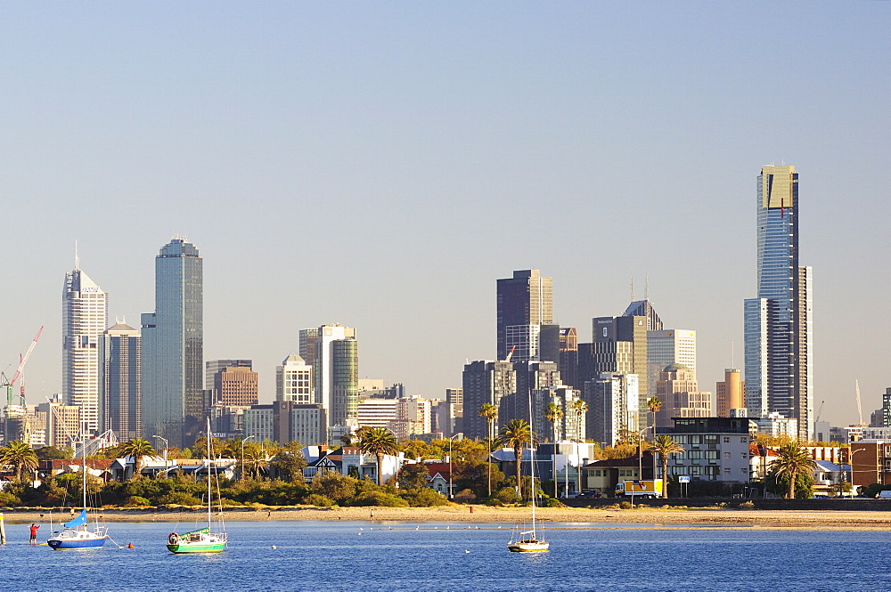 Melbourne skyline, seen from St. Kilda, Melbourne, Victoria, Australia, Pacific