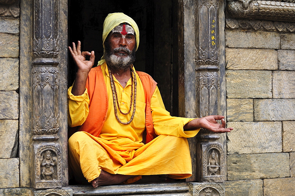 Portrait of Sadhu, Pashupatinath temple, UNESCO World Heritage Site, Kathmandu, Nepal, Asia