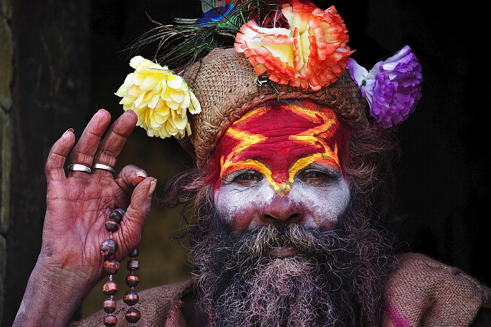 Portrait of a Sadhu, Pashupatinath temple, UNESCO World Heritage Site, Kathmandu, Bagmati, Nepal, Asia