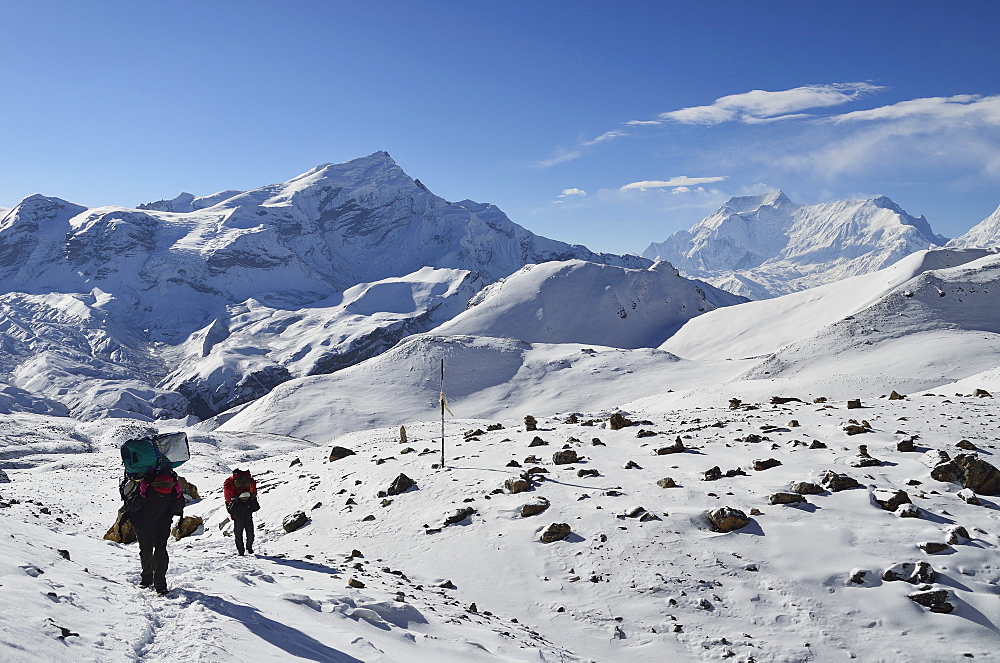 Thorong La (Thorung La), a pass at 5416m, Annapurna Conservation Area, Gandaki, Western Region (Pashchimanchal), Nepal, Himalayas, Asia