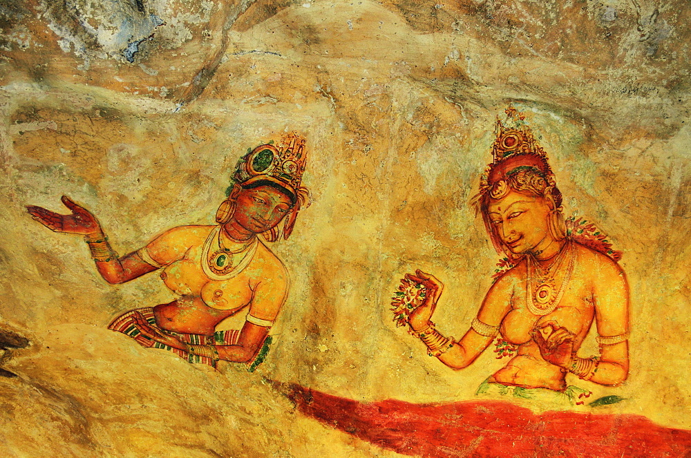 Frescoes, Sigiriya (Lion Rock), UNESCO World Heritage Site, Sri Lanka, Asia