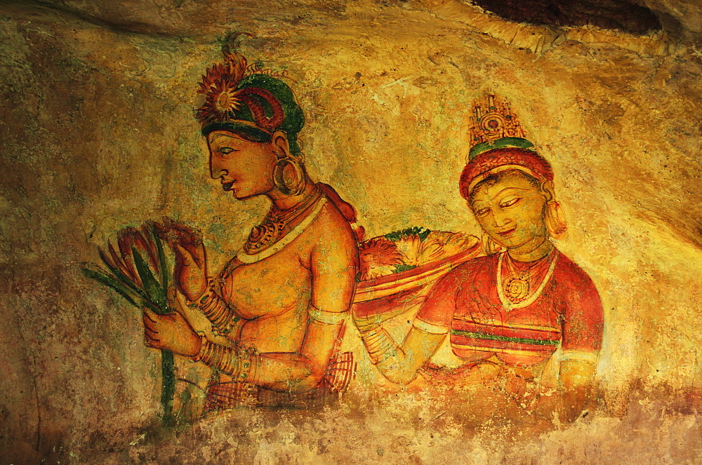 Frescoes, Sigiriya (Lion Rock), UNESCO World Heritage Site, Sri Lanka, Asia