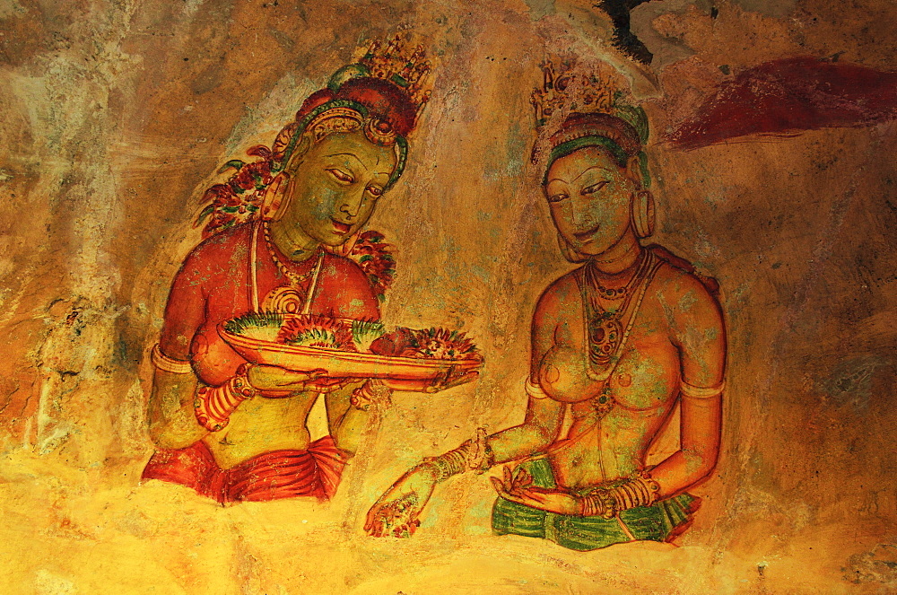 Frescoes, Sigiriya (Lion Rock), UNESCO World Heritage Site, Sri Lanka, Asia