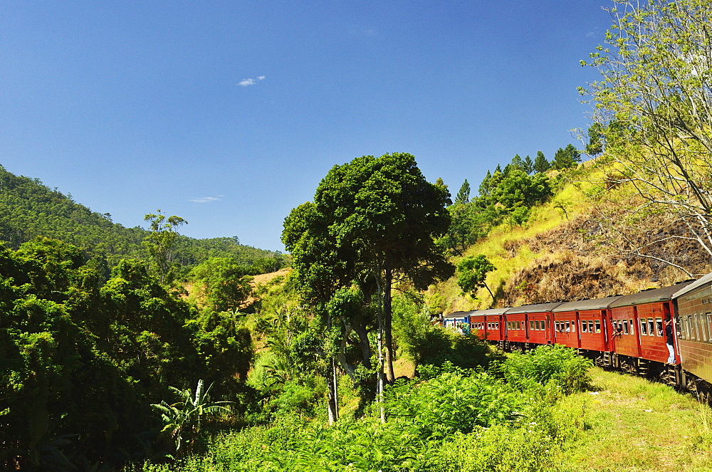 View from train, Central Highlands, Sri Lanka, Asia