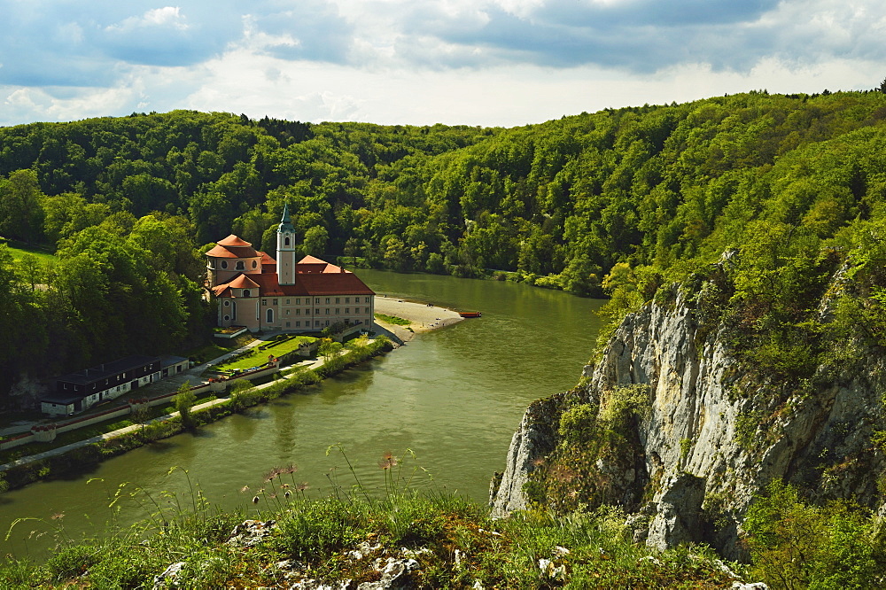 Weltenburg Monastery and River Danube, near Kelheim, Bavaria, Germany, Europe 