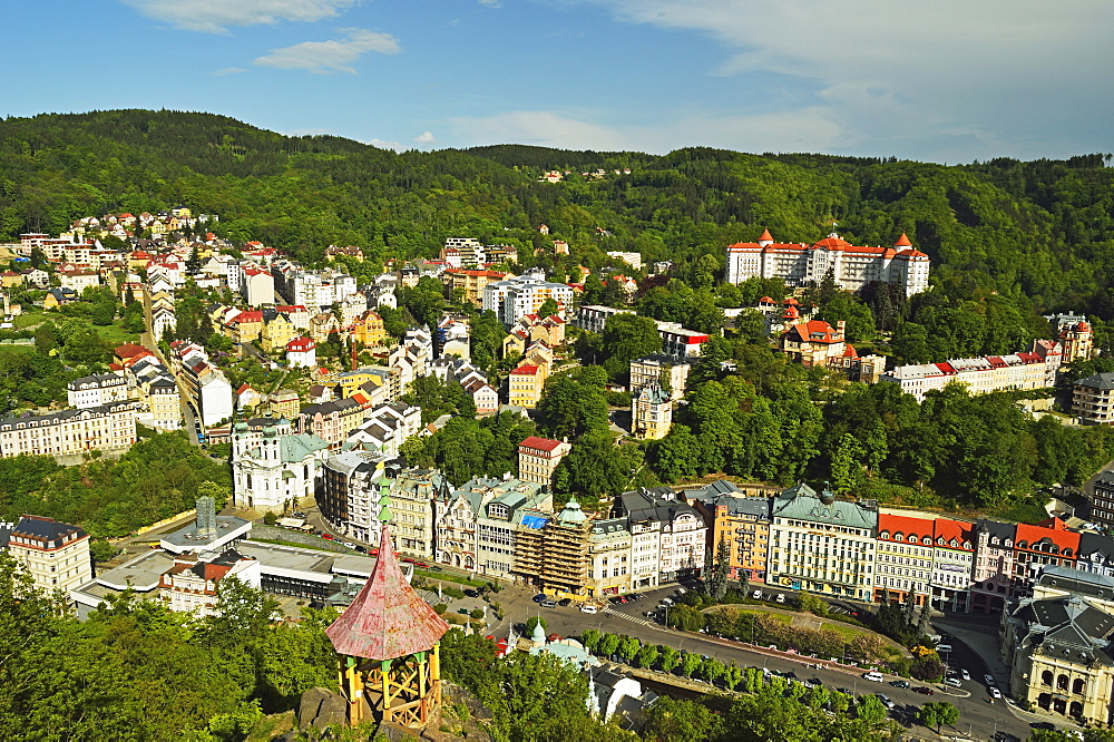 Historic spa section of Karlovy Vary, Bohemia, Czech Republic, Europe 