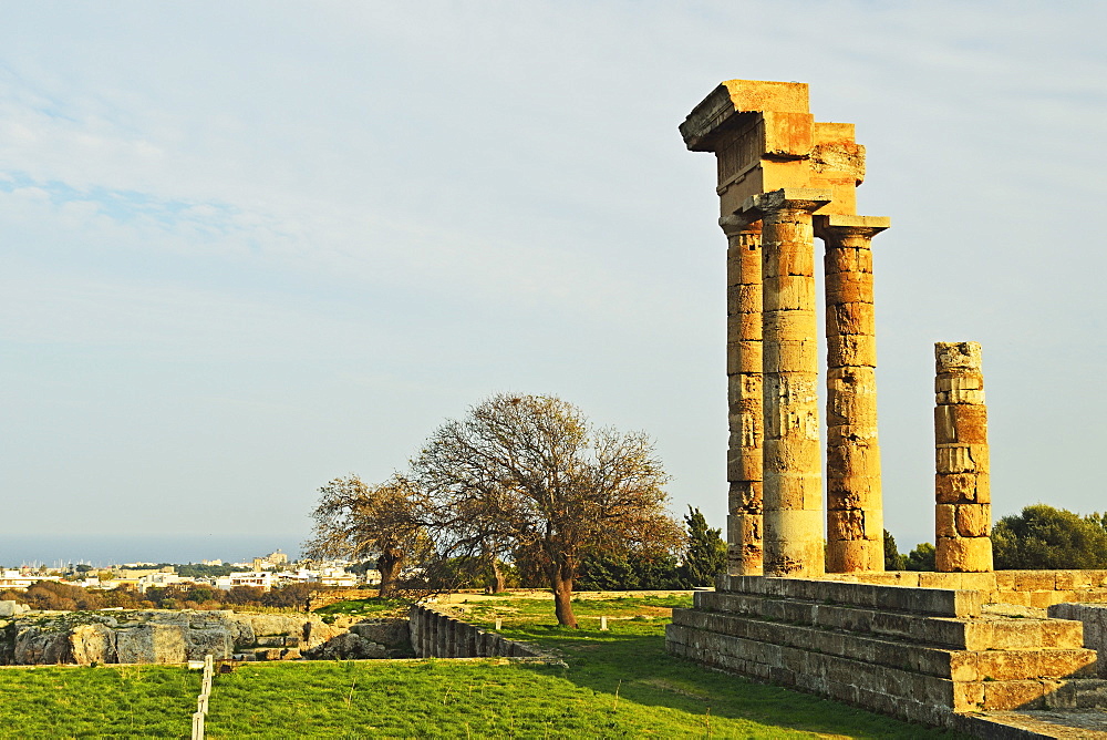 Ruins of Apollo Temple at the Acropolis of Rhodes, Rhodes City, Rhodes, Dodecanese, Greek Islands, Greece, Europe