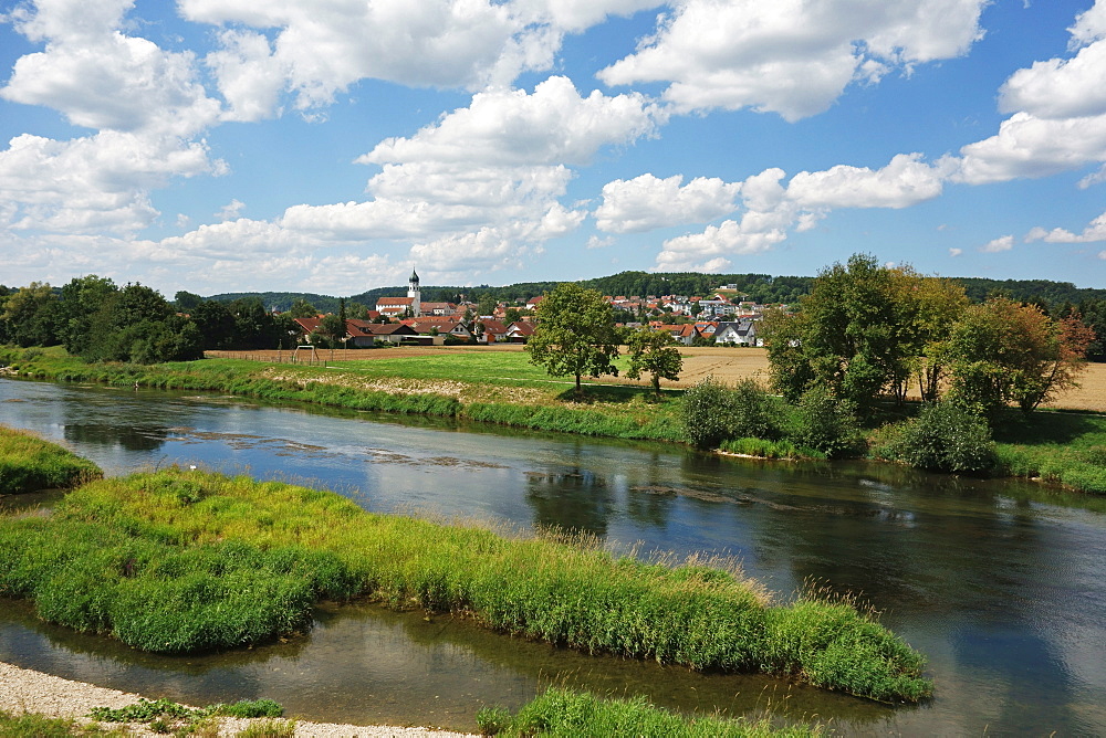 View of Donautal (Danube valley), near Sigmaringen, Swabian Alb, Baden-Wurttemberg, Germany, Europe 