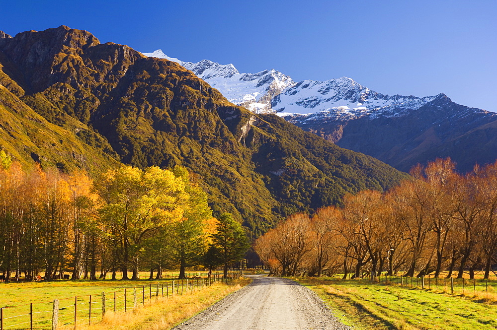 Gravel road, Matukituki Valley, Central Otago, South Island, New Zealand, Pacific